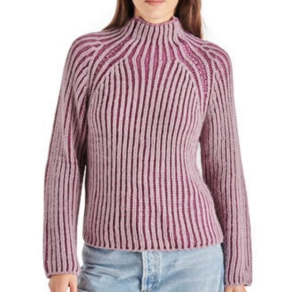 Steve Madden NWT Two-Tone Terra Mulberry Chunky Mock-Neck Sweater